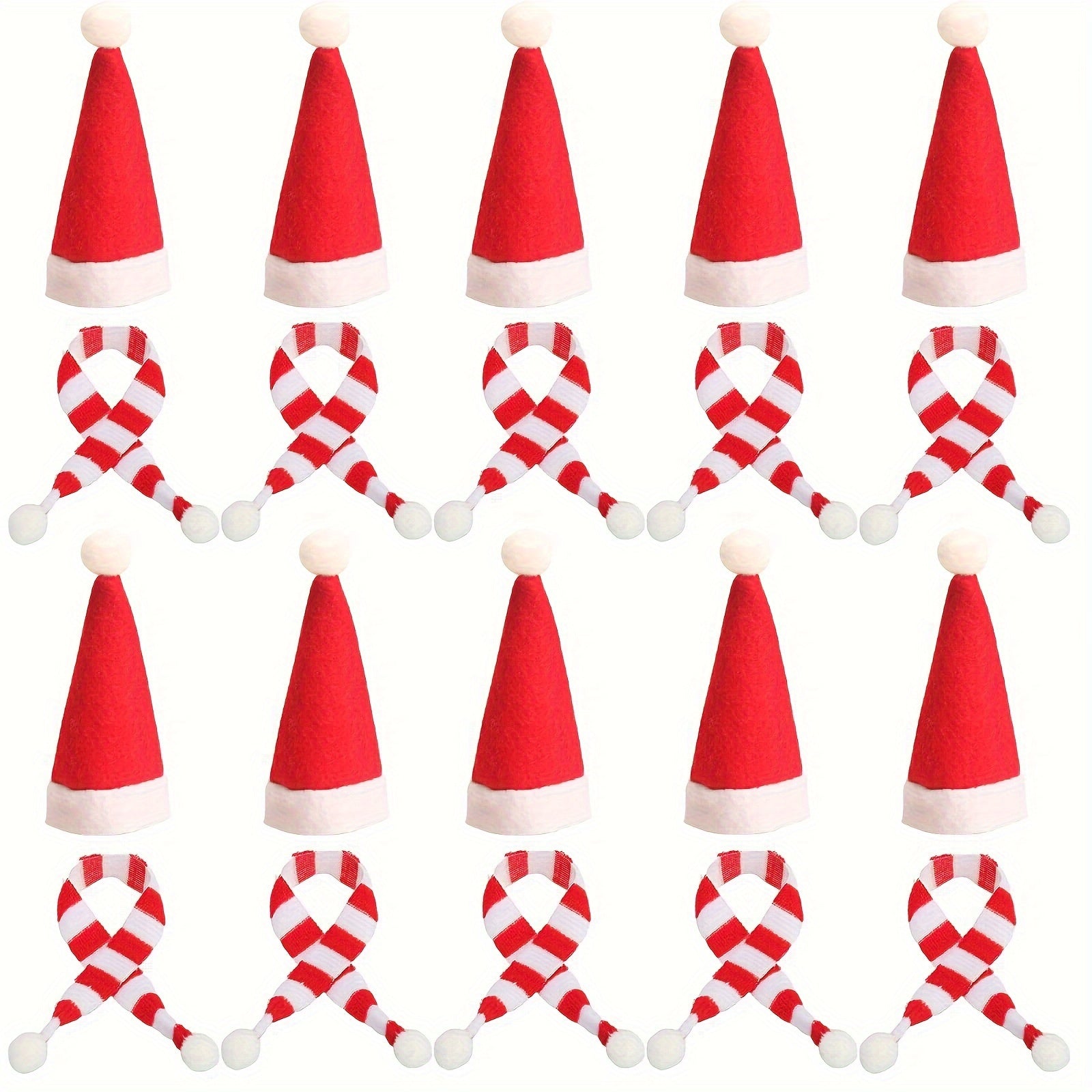 20pcs Mini Christmas Hat and Scarf Set for Wine Bottle Cover