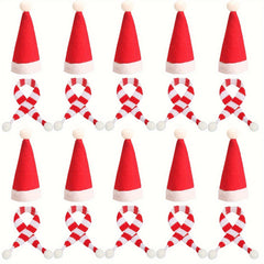 20pcs Mini Christmas Hat and Scarf Set for Wine Bottle Cover