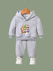 Girls Christmas Animals Tree Hooded Sweatshirt Top Sweatpants Set