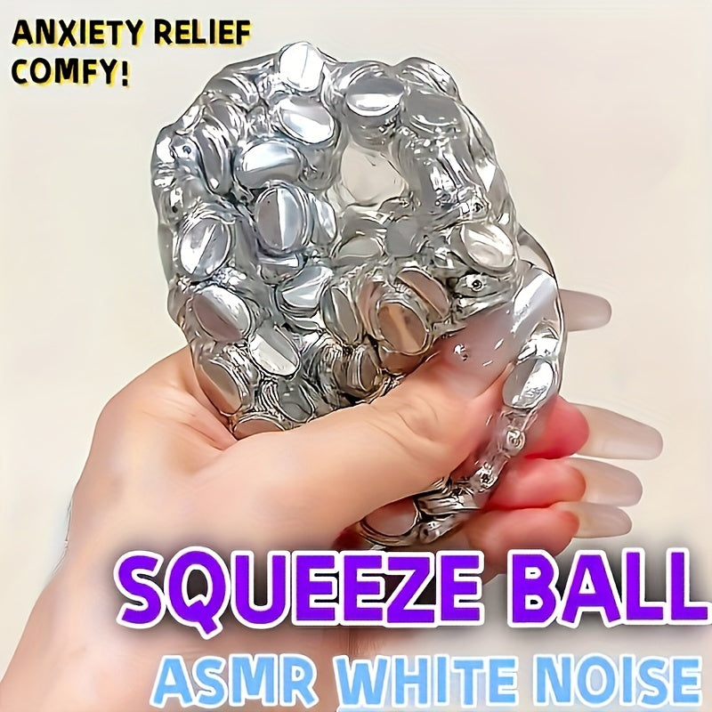 Cyberpunk Silvery Soft Balls Fangsong Toys with Pop Up Beads