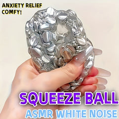 Cyberpunk Silvery Soft Balls Fangsong Toys with Pop Up Beads