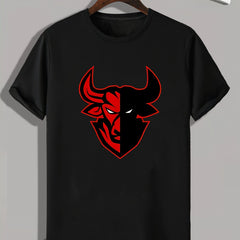 Evil Bull Print Men's Graphic T shirt for Summer