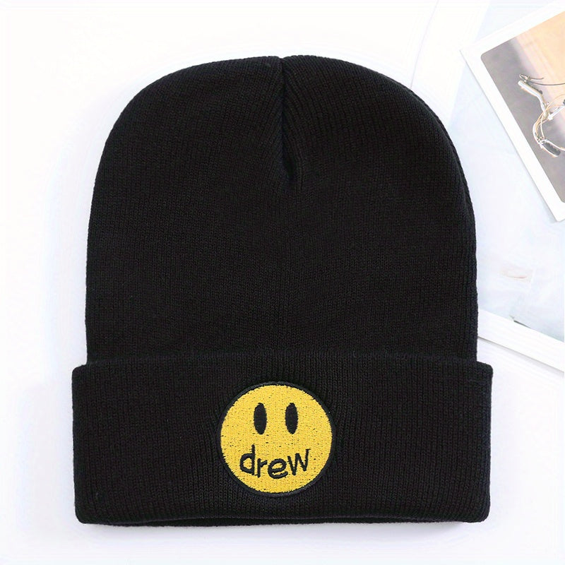 High-end Happy Face Dream Embroidery Woolen Knitted Cold Hat