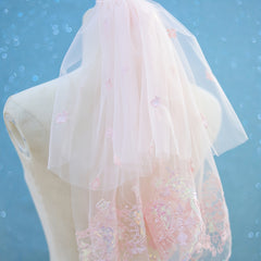 Yarn Wedding Veil Castle Print Sequin Headpiece Bridal Hair Accessories