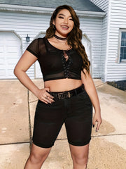 Women's Plus Ripped High Rise Denim Shorts