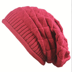 Knit Baggy Beanie Beret Solid Women's Warm Hat