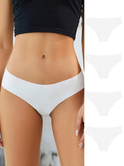 4pcs Seamless Solid Briefs Comfy Breathable Stretchy Intimates Panties