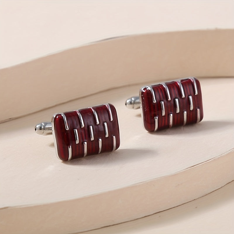 Rectangular Striped Paint Men's Shirt Cufflinks
