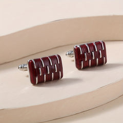 Rectangular Striped Paint Men's Shirt Cufflinks