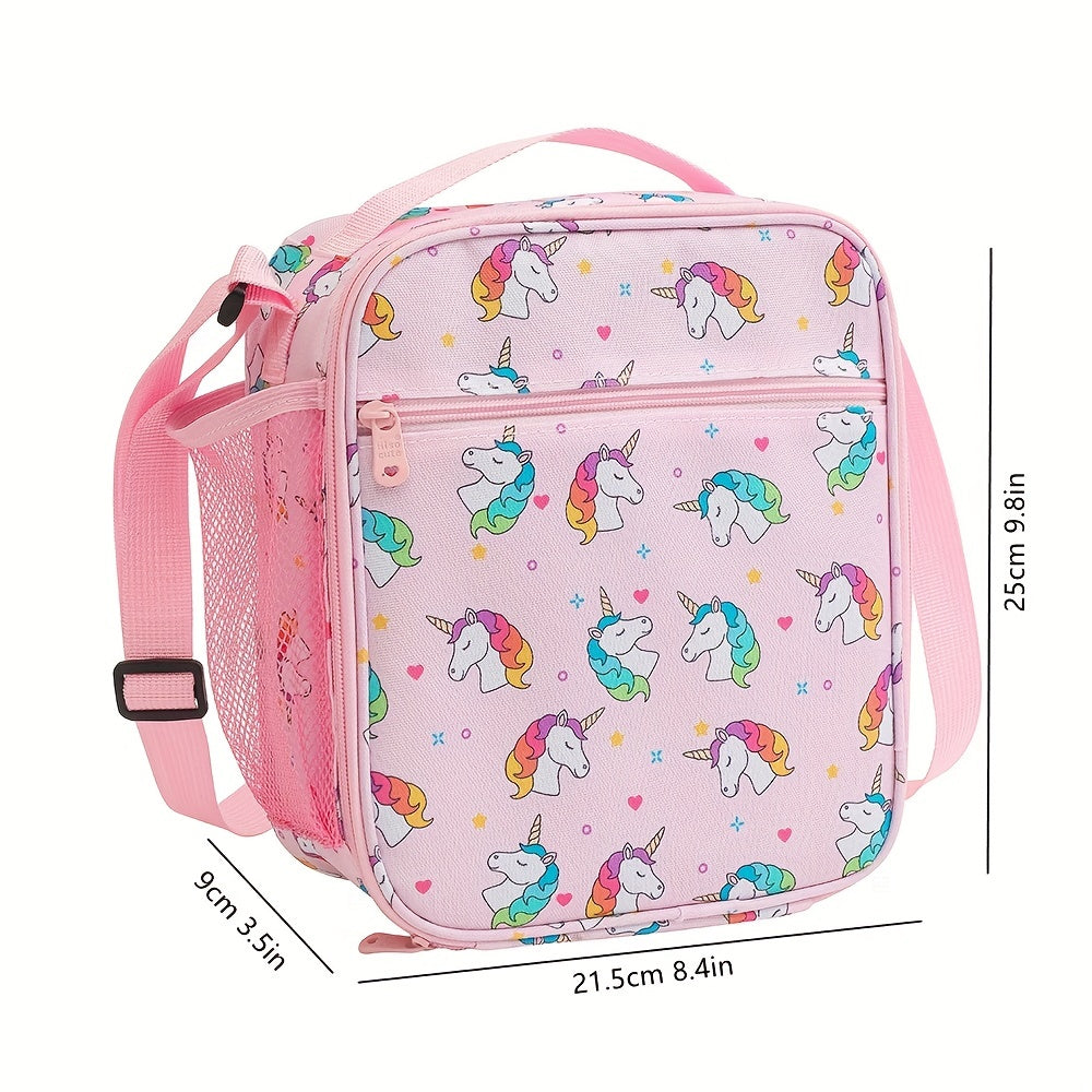 Cartoon Insulated Lunch Bag for Students & Outdoors