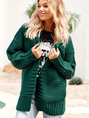 Solid Lantern Sleeve Cardigan