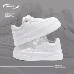 HUANQIU Lace-up Non-slip Skate Shoes Thick Sole Casual Walking Shoes