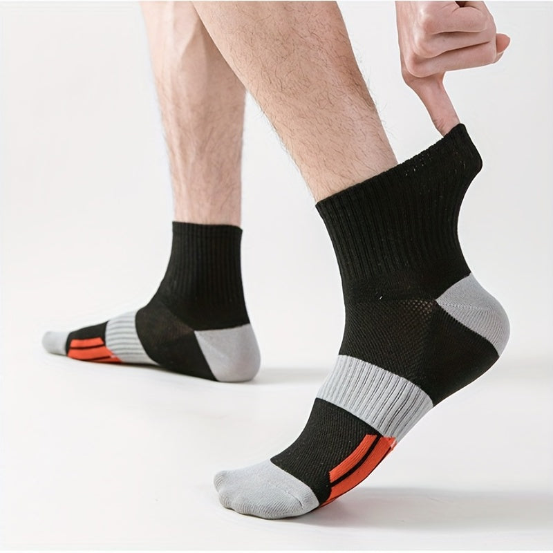 5pcs Men's Sweat Absorbing Cotton Socks for Sports