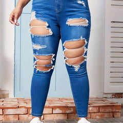 Cut Out Ripped Skinny Jeans