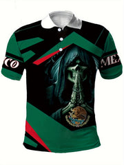 Skeleton 3D Pattern Men's Casual Short Sleeve Shirt