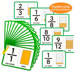 Fraction Flashcards 15pcs Mixed Colors for Teachers & Parents