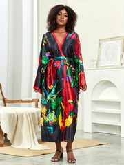 Women's Plus Size Floral Print Kimono Cover Up