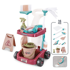 Kids' Cleaning Toy Set with Cart and Bucket