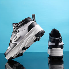 Youth Roller Shoes Hook & Loop Comfy 4 Wheels Skate Sneakers