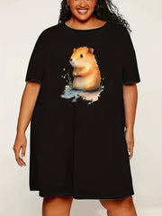 Cartoon Print Sleep Dress Short Sleeve