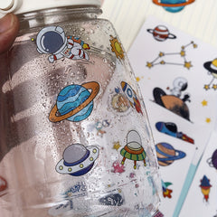 4pcs Cartoon Astronaut Waterproof Sticker for Space Cup Mug Notebook