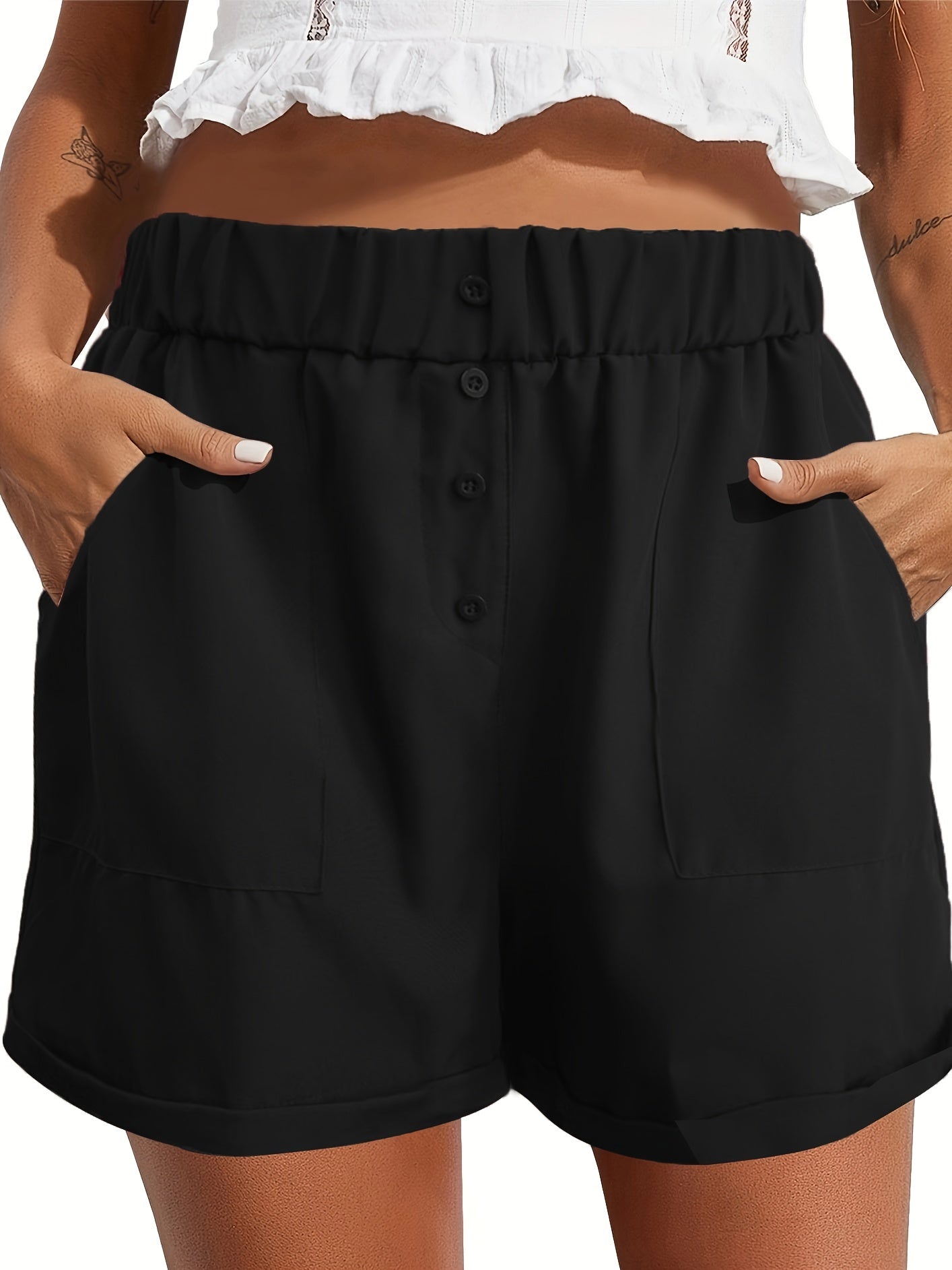 High Waist Pocket Shorts for Women