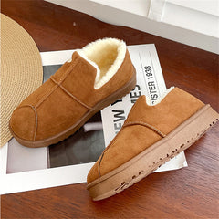 Women's Winter Snow Boots Low Round Toe Fluffy Shoes