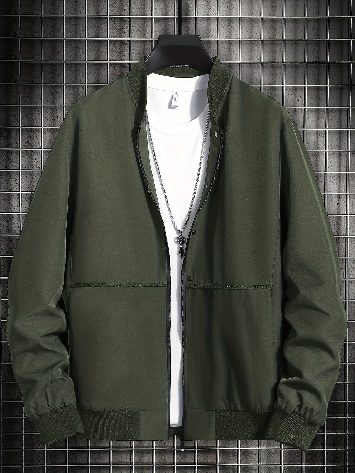 Men's Lightweight Stand Collar Zip Up Jacket