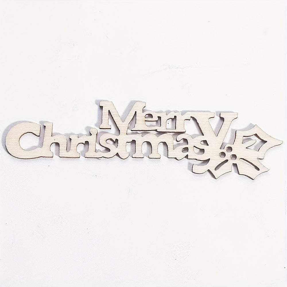 10pcs Merry Christmas Word Wood Chip Sign Decoration