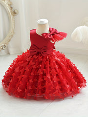 Baby Girls Butterfly Bowknot Sleeveless Princess Dress for Party