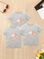 3pcs Pony Print Short Sleeve T shirt Set for Girls