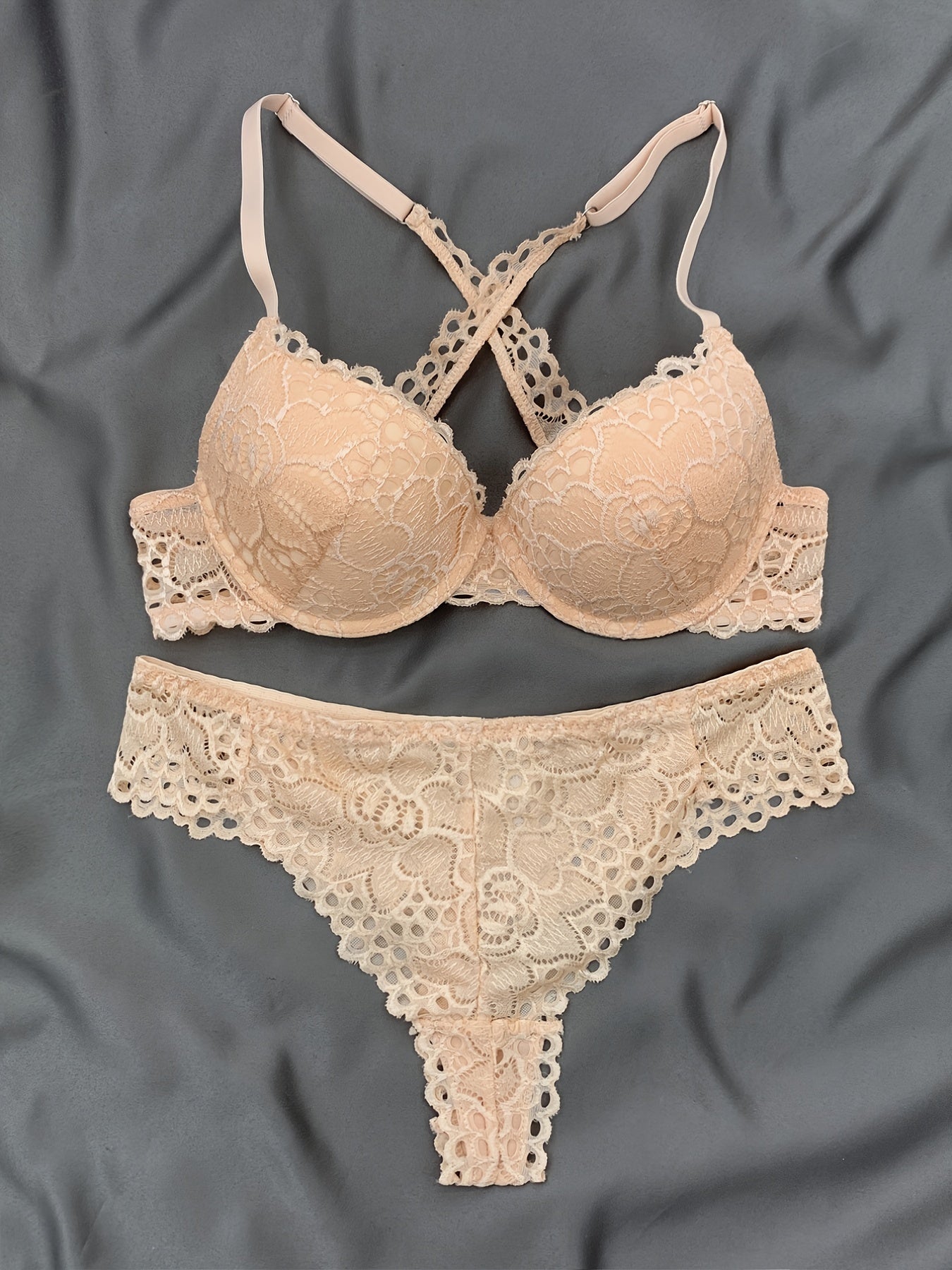 Cross Back Push Up Lingerie Set Micro Elastic Bra & Bikini Panty