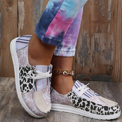 Women's Lace Up Canvas Loafers Comfy Low Top Sneakers