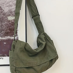 Men's Canvas Messenger Bag Large Capacity Crossbody Bag