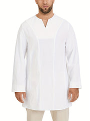 INCERUN Mens V Neck Shirt Formal Dress Long Sleeve Party Tunic Kaftan Top