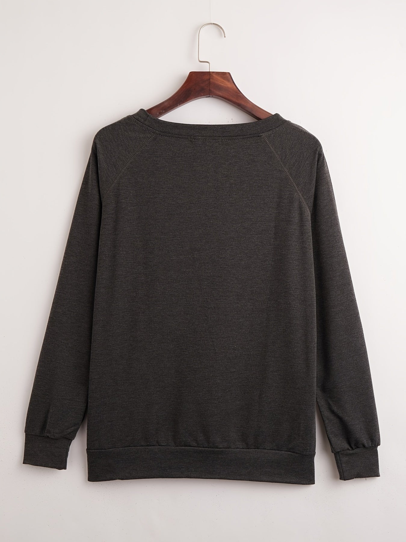 Letter Print Solid Crew Neck Sweatshirt Women's Clothing