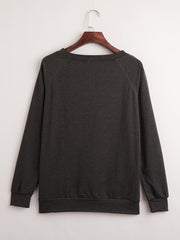 Letter Print Solid Crew Neck Sweatshirt Women's Clothing