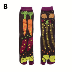 Cartoon Print Toe Socks Women's Mid Tube Stockings