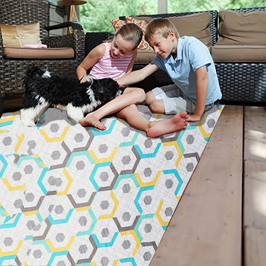 Portable Beach Blanket 3 Layers Sandproof Waterproof Mat Outdoor Geometry