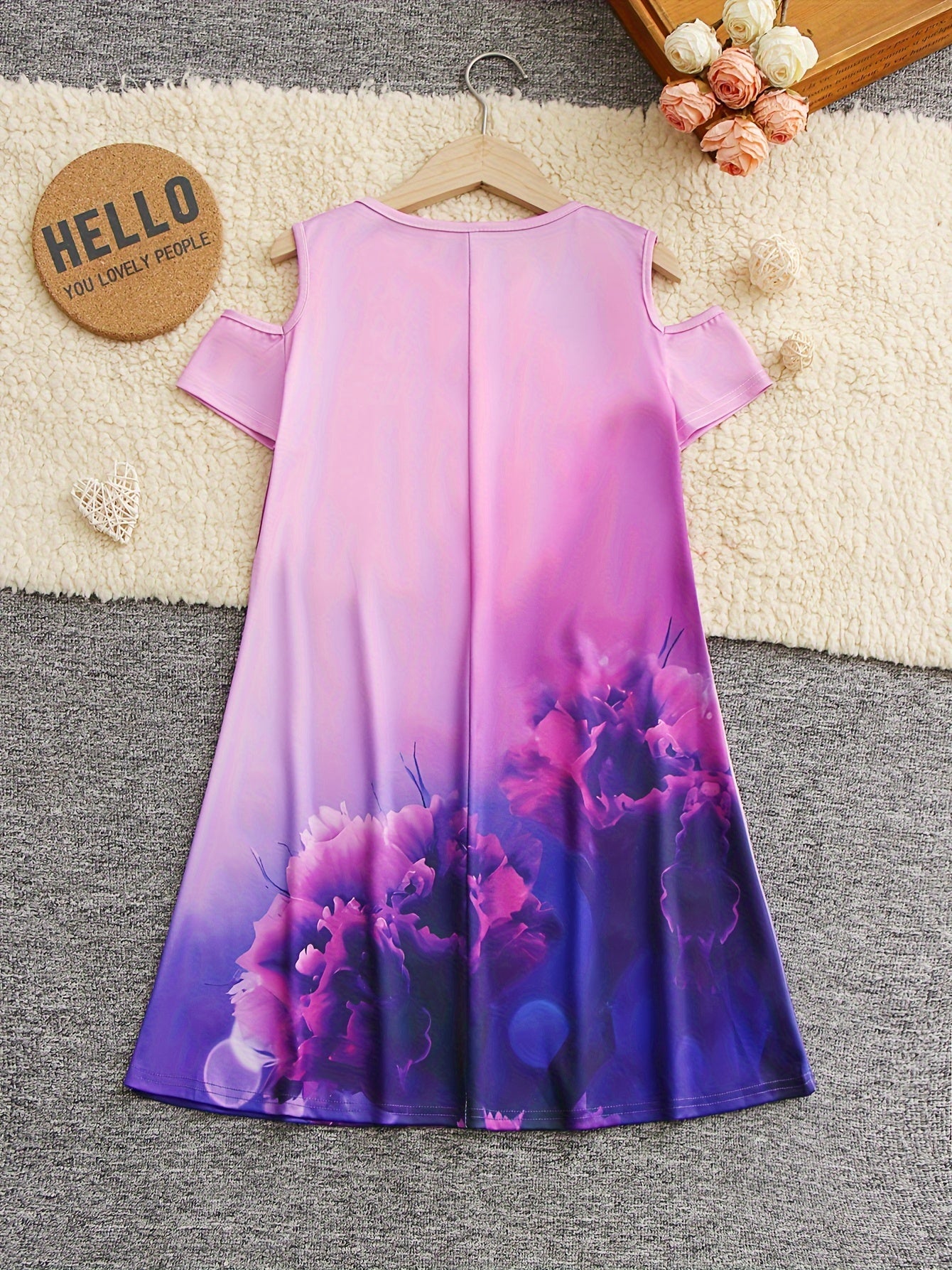 Butterfly Graphic Cold Shoulder Dress for Girls