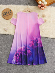 Butterfly Graphic Cold Shoulder Dress for Girls