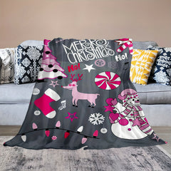 Christmas Snowman Elk Stocking Throw Blanket Soft Lightweight Sofa Blanket