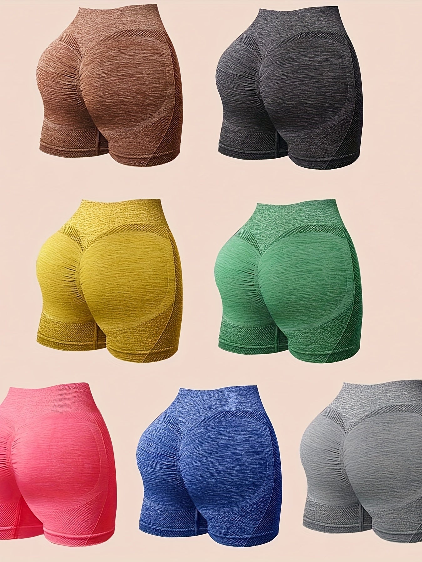 7pcs Seamless Stretch Yoga Shorts Running Sports Women's Activewear
