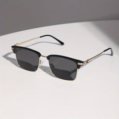Square Frame Sunglasses Thin Metal Temple Glasses UV400