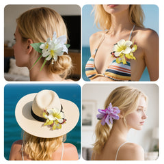 3pcs Hawaiian Flower Hair Pins Yellow Bridal Headwear Accessories for Weddings