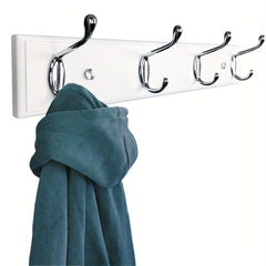Wooden Coat Rack Wall Mount With 4 Hooks Silvery Wood