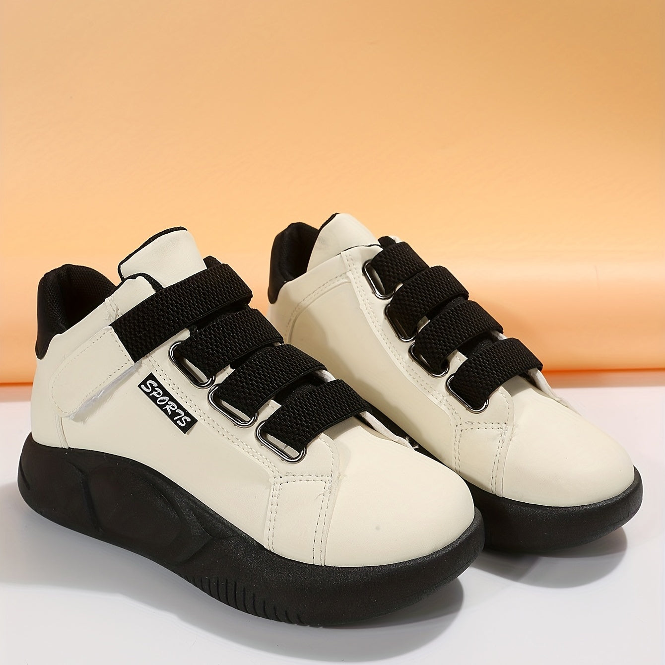 Women's Platform Sports Shoes Hook & Loop Strap Mid Top Casual Non Slip Sneakers