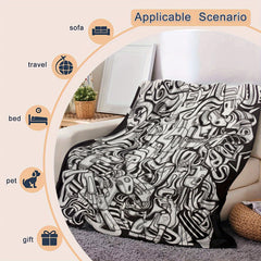 Warm Soft Blanket Line Graffiti Pattern Throw Blanket Bed Sofa Outdoor Camping