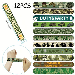 12pcs Army Memorial Slap Bracelets for Kids Boys & Girls