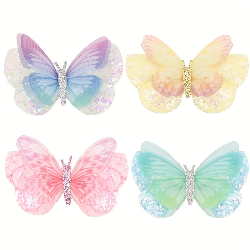 Baby Girls Glitter Sequin Butterfly Hair Clip Mini Hair Pins Party Accessories